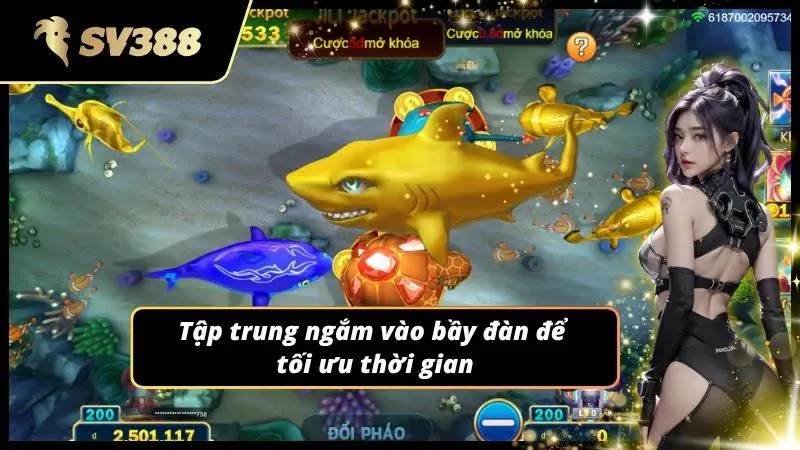 Ngắm kỹ mục tiêu và khai hỏa trong bắn cá