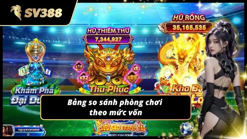 Người chơi dễ chọn bàn phù hợp với ngân sách hiện có