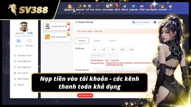 Danh sách phương thức thanh toán hiển thị ngay trên màn hình